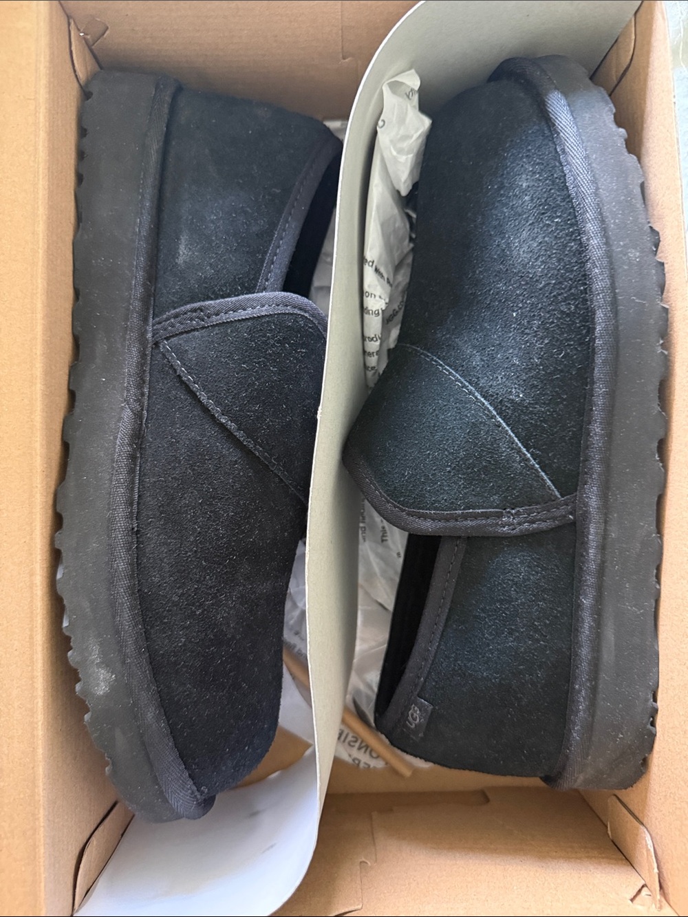 UGG Men's Black Suede Slip-On Loafers
